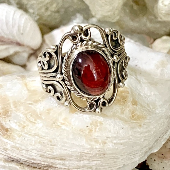 Garnet Sterling Silver Ring